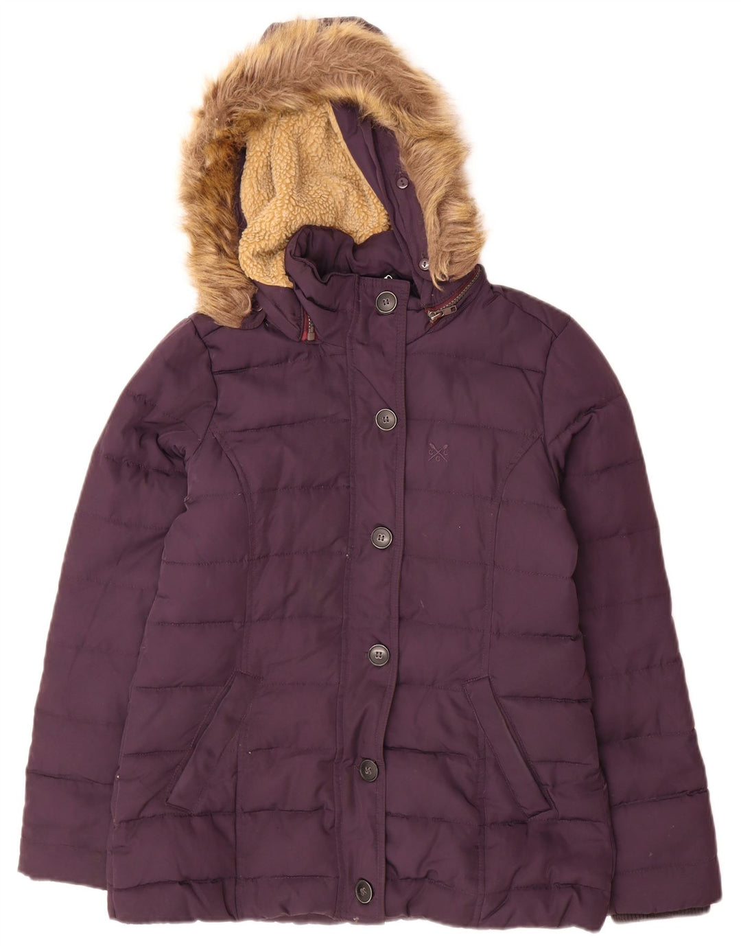 Crew Clothing Chaqueta acolchada con capucha para mujer UK 10 Small Poliéster morado