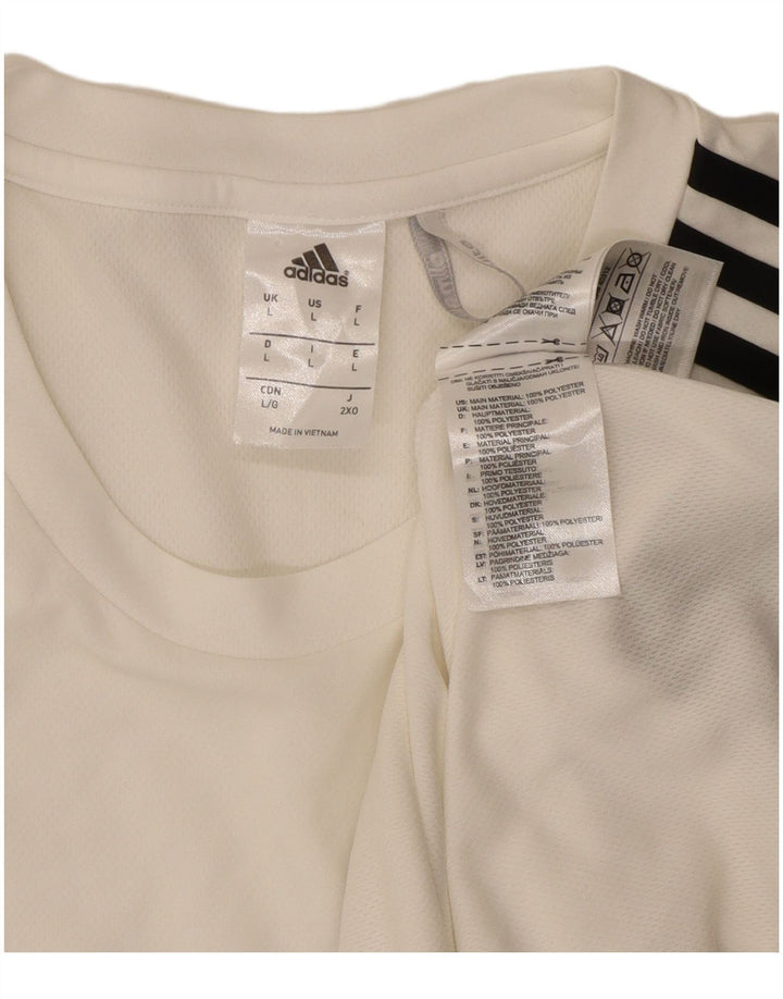 Adidas Hombre Climalite Camiseta Top Grande Blanco Colorblock Poliéster
