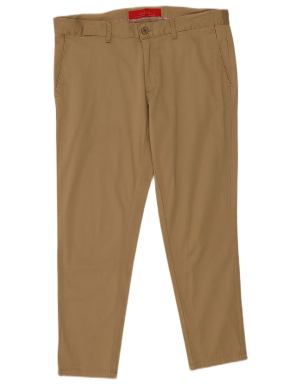 Zara Mens Slim Chino Trousers EU 42 Large W32 L27 Beige Cotton