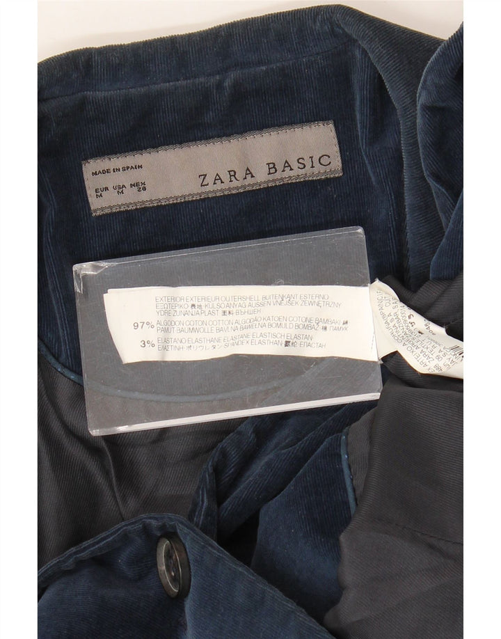Zara Chaqueta Blazer De Pana Con 1 Botón Para Mujer UK 42 Mediana Azul Marino Algodón