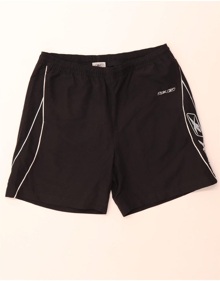 REEBOK Pantalones cortos deportivos gráficos para hombre Poliéster negro grande