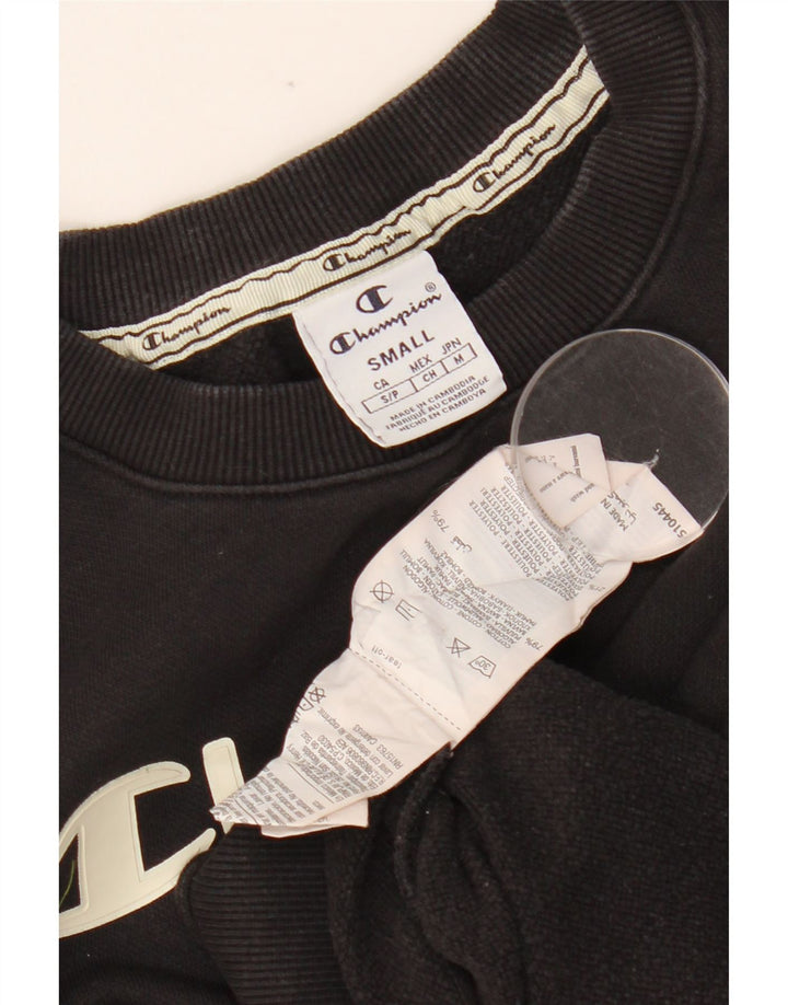 CHAMPION Sudadera gráfica para mujer Jumper UK 10 Small Black Cotton