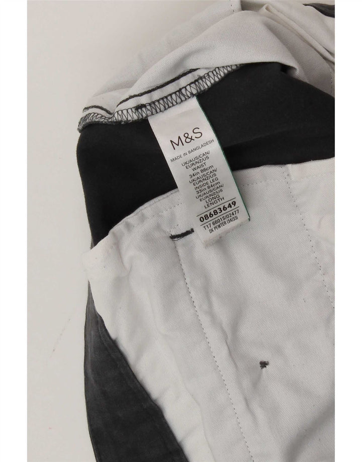 Marks & Spencer Pantalones chinos ajustados para hombre W34 L33 Algodón gris