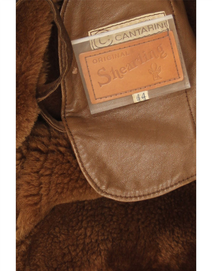Abrigo de piel de oveja vintage para mujer IT 44 Marrón medio Shearling Classic