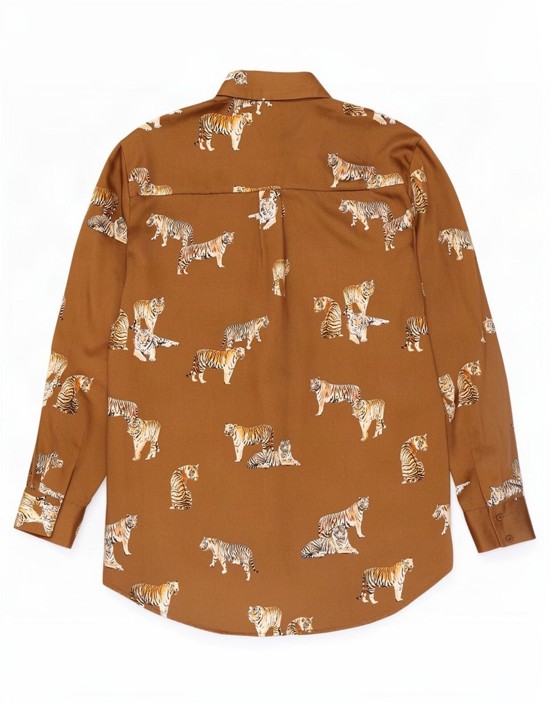Zara Mujer Blusa Camisa Extragrande UK 10 Small Beige Animal Print Poliéster