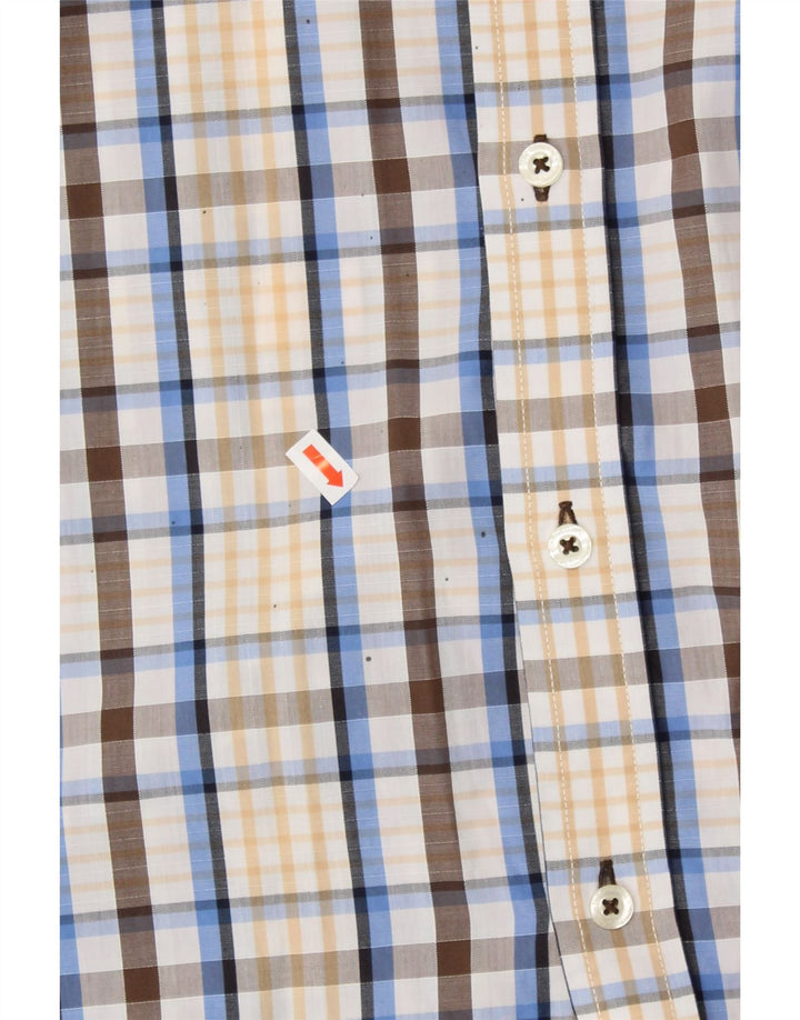 BEN SHERMAN Camisa de manga corta para hombre de algodón a cuadros multicolores grandes