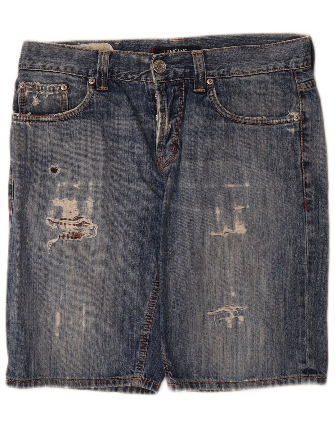 Pantalones cortos de mezclilla desgastados para hombre Liu Jo W32 Algodón azul medio