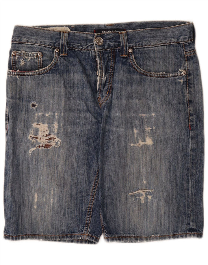 Pantalones cortos de mezclilla desgastados para hombre Liu Jo W32 Algodón azul medio