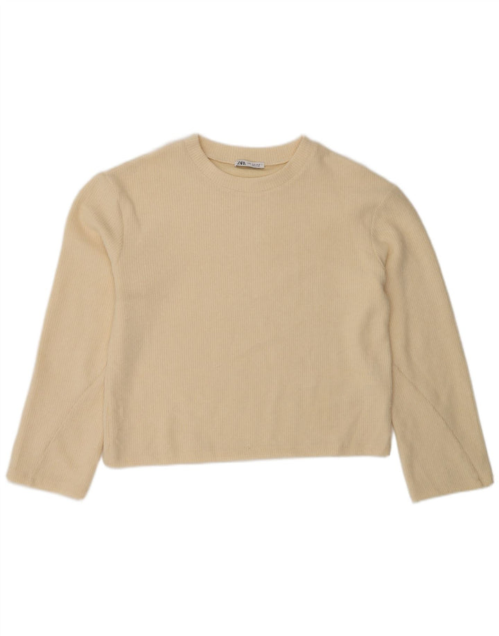 Zara Mujer Top Manga Larga ES 44 Poliéster Beige Medio