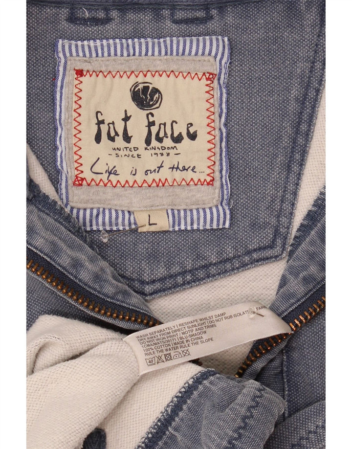 Sudadera con capucha y cuello con cremallera para hombre de Fat Face, jersey de algodón azul grande