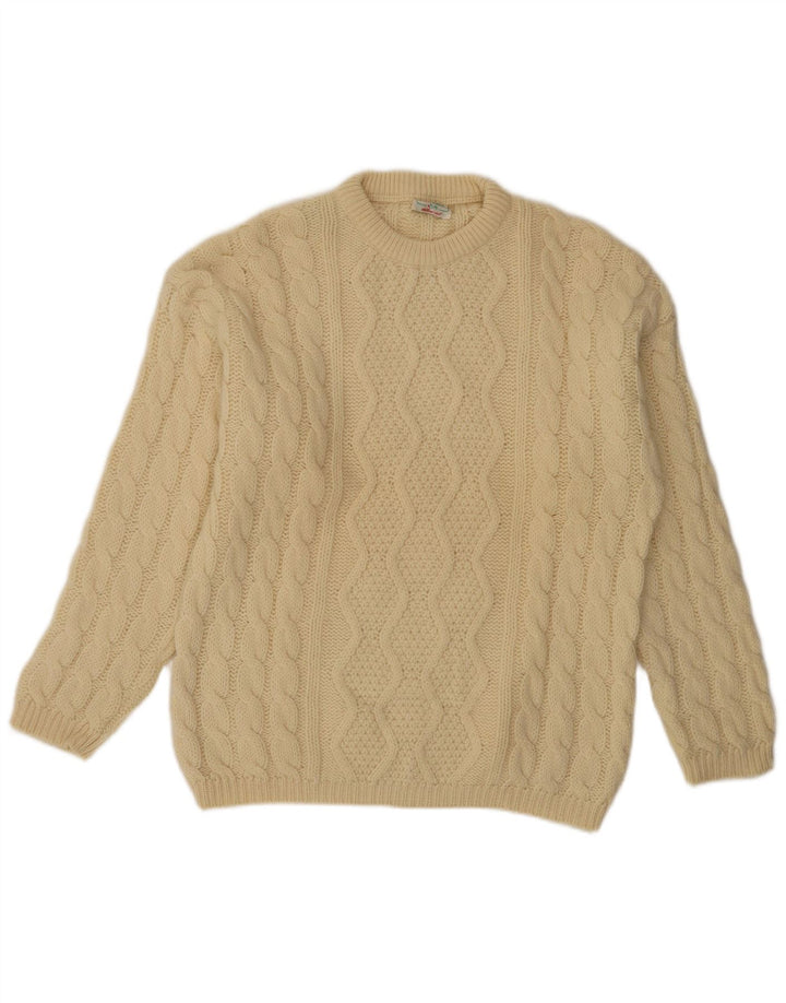 Benetton Jersey De Cuello Redondo IT 48 Lana Beige Medio