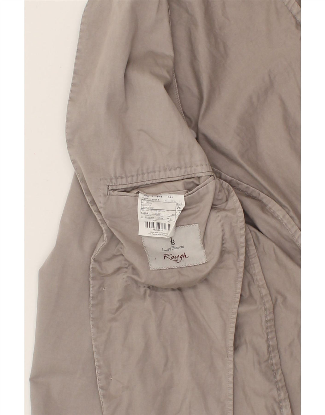 LUIGI BIANCHI Mens Rough 3 Button Blazer Jacket IT 46 Small Grey Cotton Vintage Luigi Bianchi and Second-Hand Luigi Bianchi from Messina Hembry 