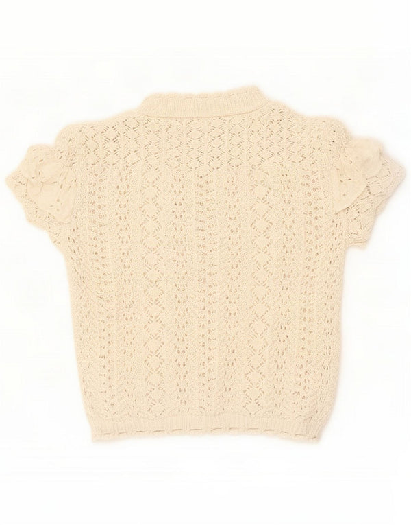 Zara Blusa transparente corta para mujer UK 42 Mediana Algodón blanco roto