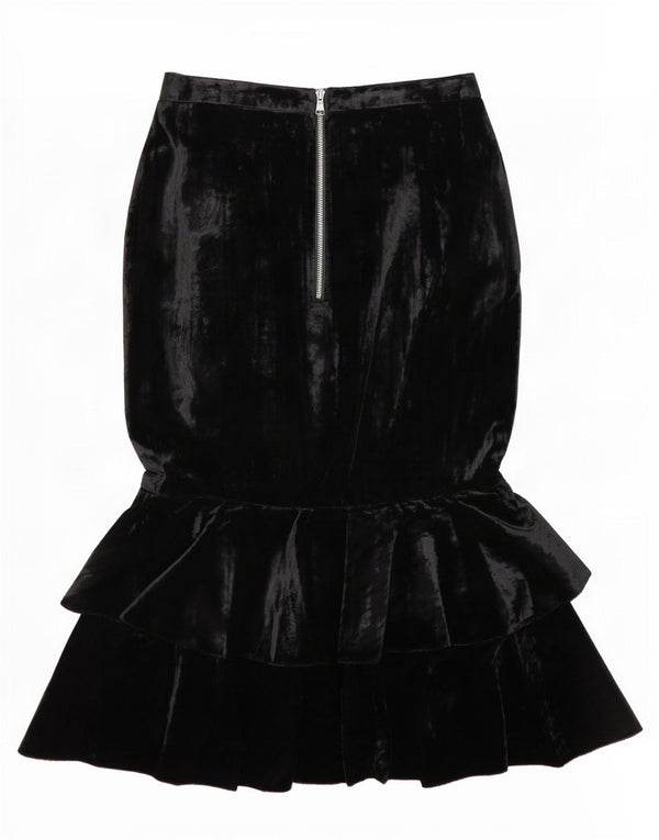 Vintage mujer sirena falda Reino Unido 10 pequeño W28 negro viscosa