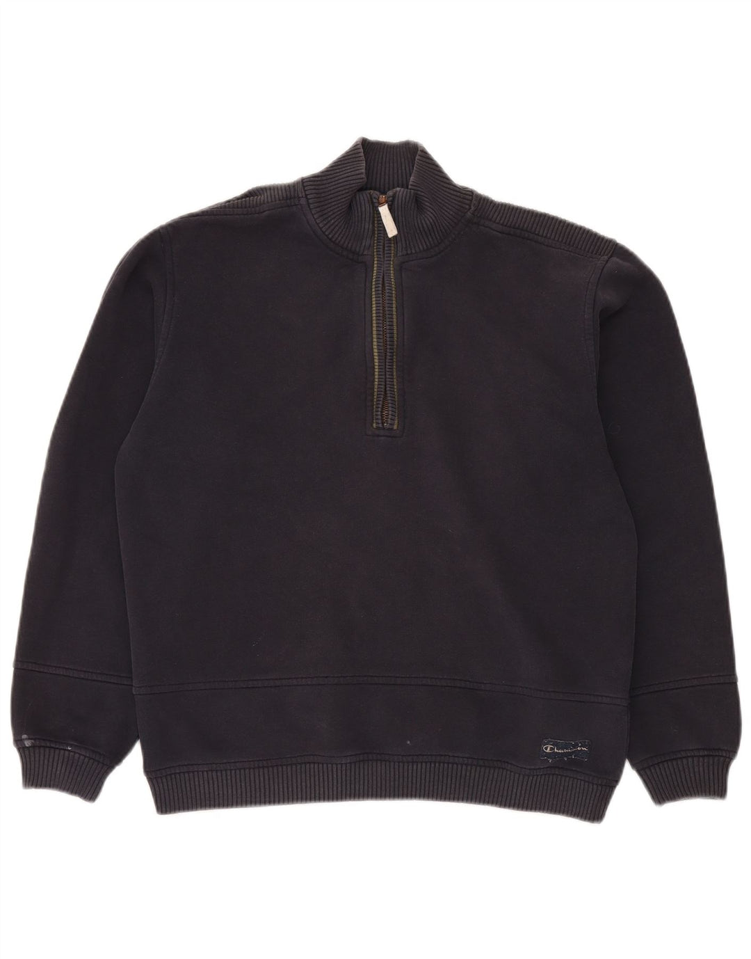 Champion Sudadera con cuello y cremallera para hombre, talla grande, azul marino