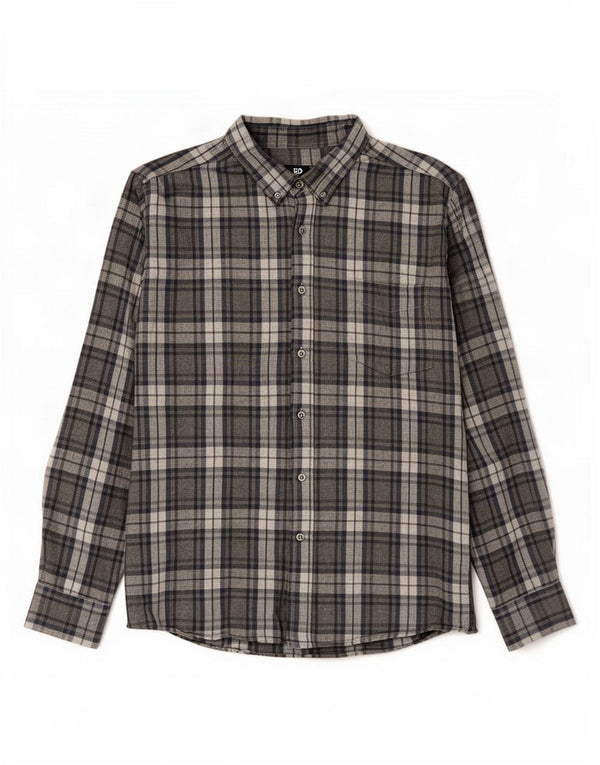 Dack's Camisa de franela de ajuste regular para hombre XL Algodón a cuadros gris