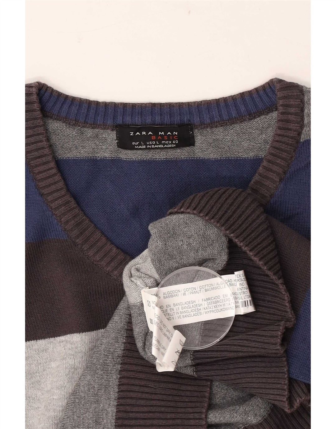 Zara Hombre Jersey Con Cuello En V Jersey Grande De Algodón A Rayas Multicolor