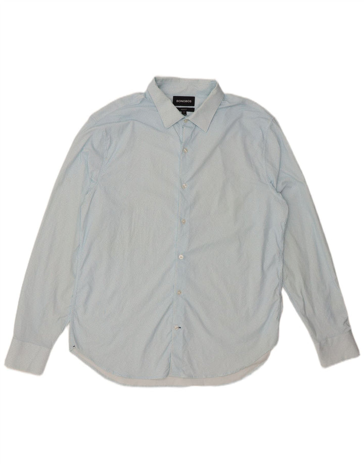 BONOBOS Camisa de ajuste atlético para hombre Nylon manchado azul grande