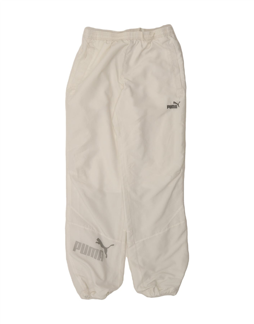 PUMA Mens Graphic Tracksuit Trousers Joggers Small White Vintage Puma and Second-Hand Puma from Messina Hembry 