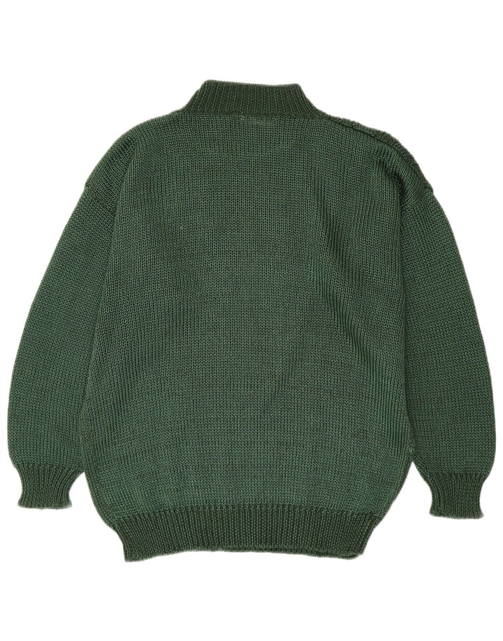 Toplike Jersey con cuello alto para hombre, talla 40, color verde medio, Argyle/diamante
