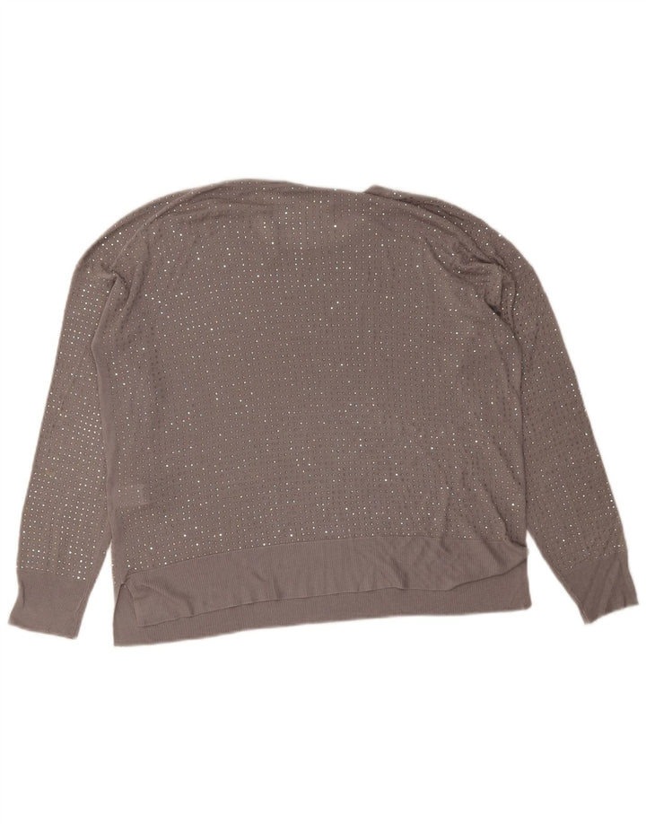 Zara Mujer Blusa Top UK 44 Viscosa Manchada Gris Medio