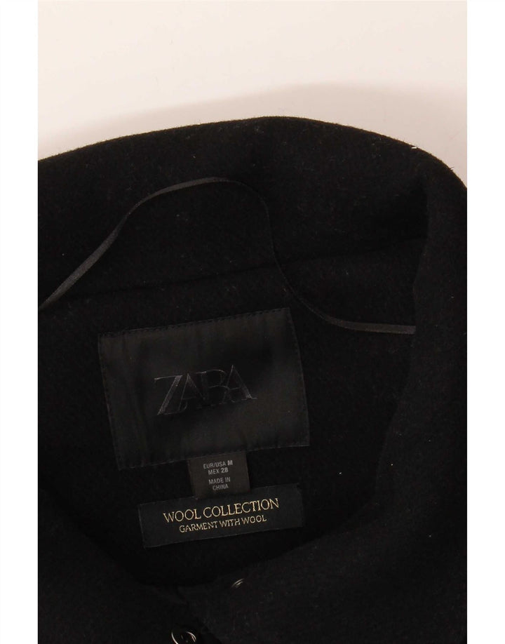Zara Mujer Bomber Chaqueta Cortavientos Extragrande UK 40 Mediana Lana Negra