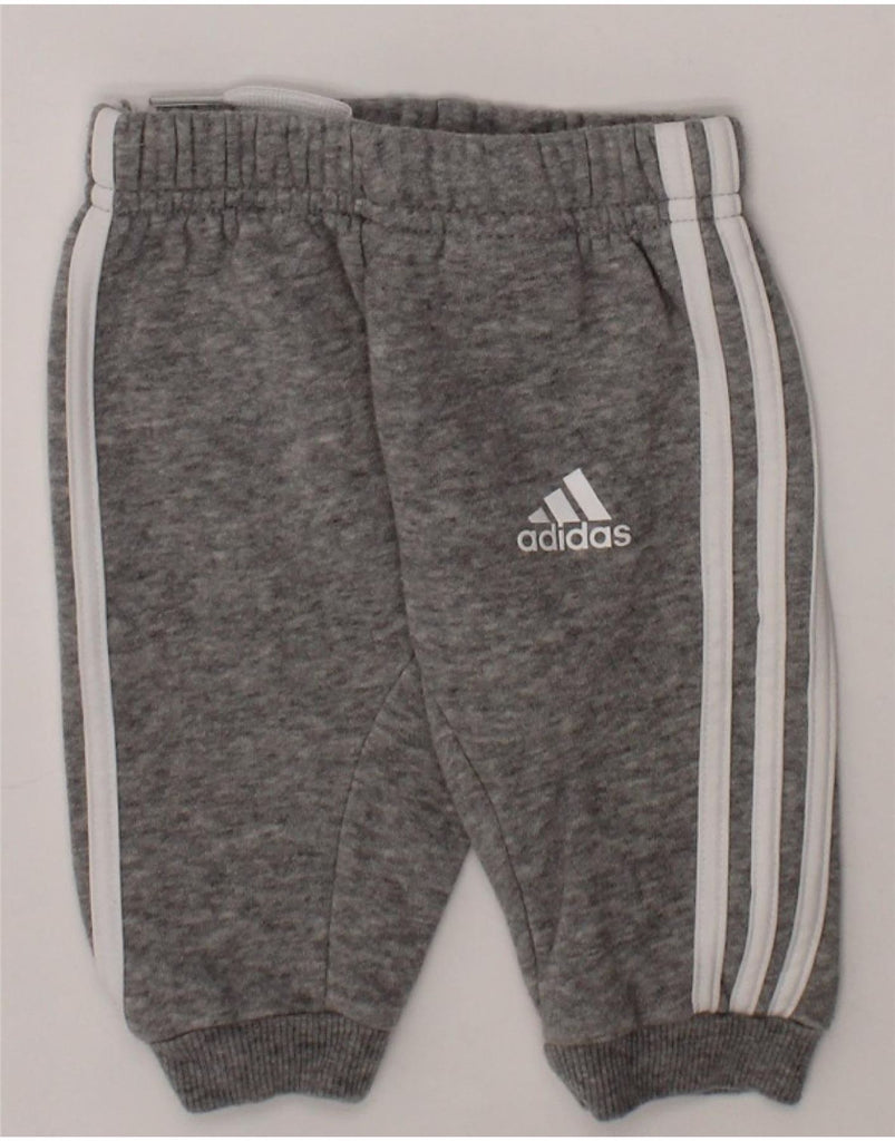 ADIDAS Baby Boys Joggers Tracksuit Trousers 0-3 Months Grey Flecked Cotton Vintage Adidas and Second-Hand Adidas from Messina Hembry 
