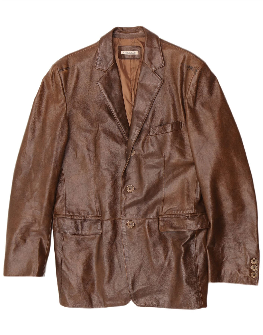 Vintage hombres chaqueta de cuero Reino Unido 36 pequeño marrón clásico