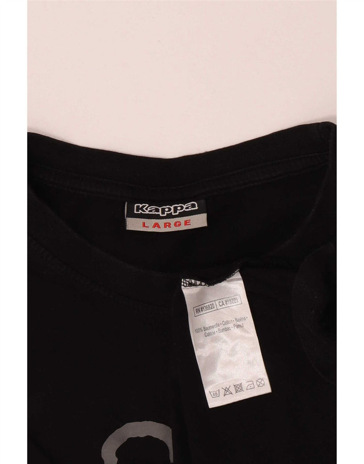 Kappa - Camiseta gráfica para hombre, talla grande, algodón negro