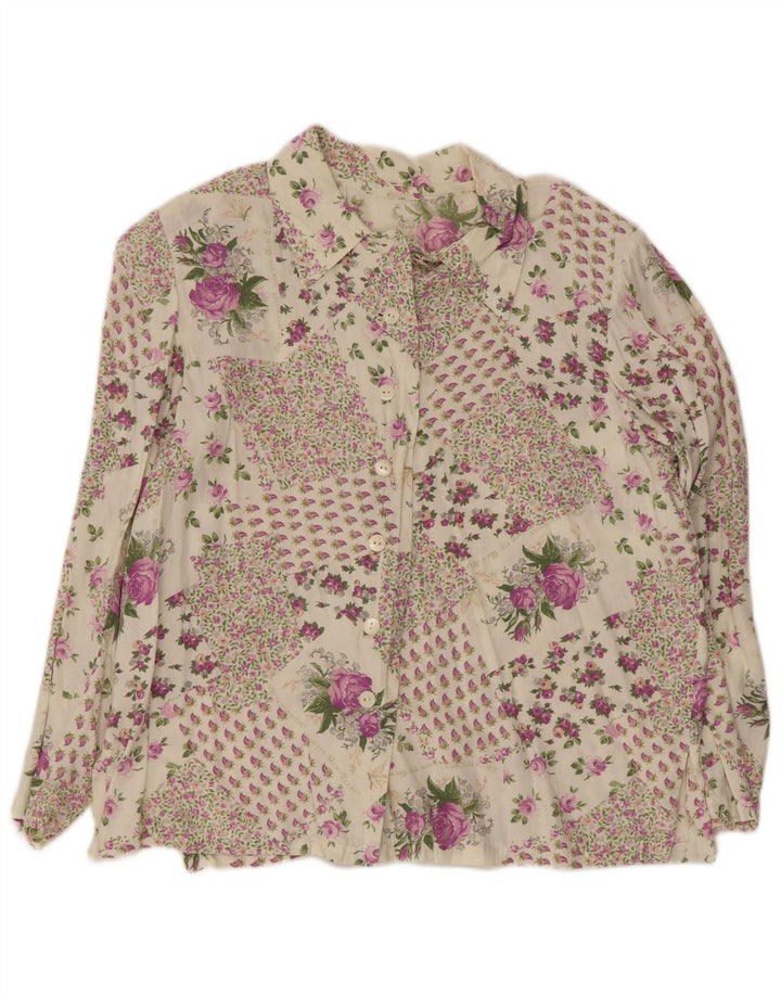 Vintage mujer camisa Reino Unido 16 grande multicolor floral