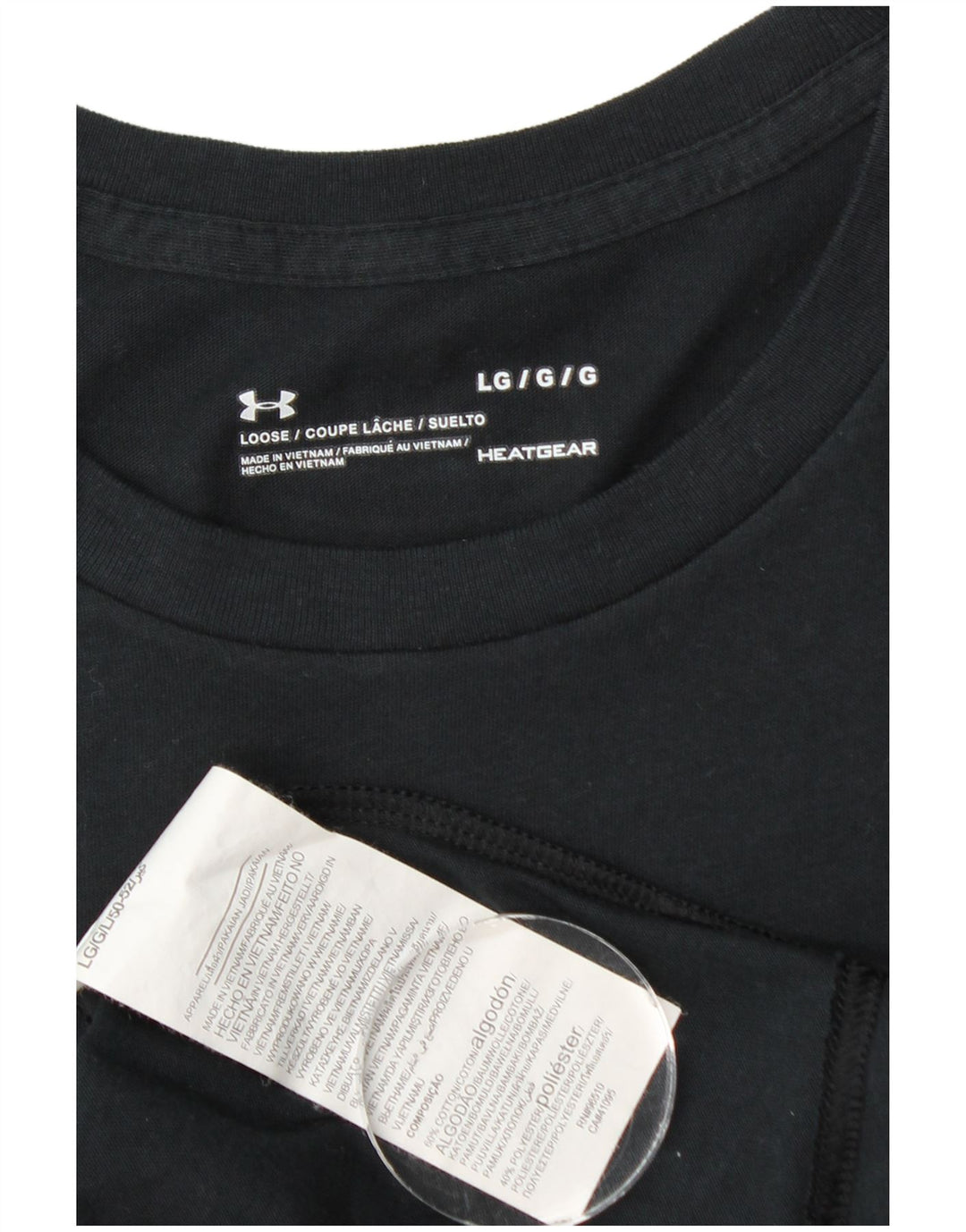 UNDER ARMOUR Camiseta Heat Gear para hombre Top grande de algodón negro