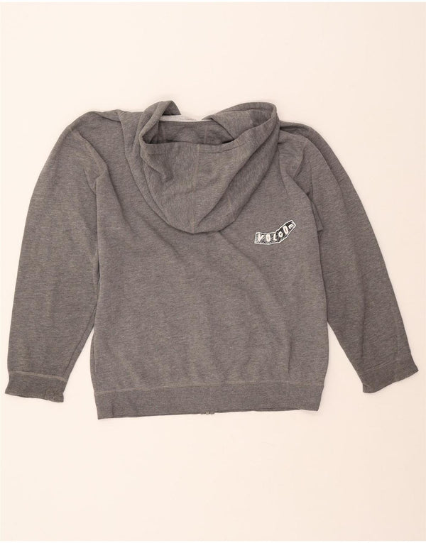 VOLCOM Suéter con capucha y cremallera gráfica para mujer Reino Unido 40 Gris grande