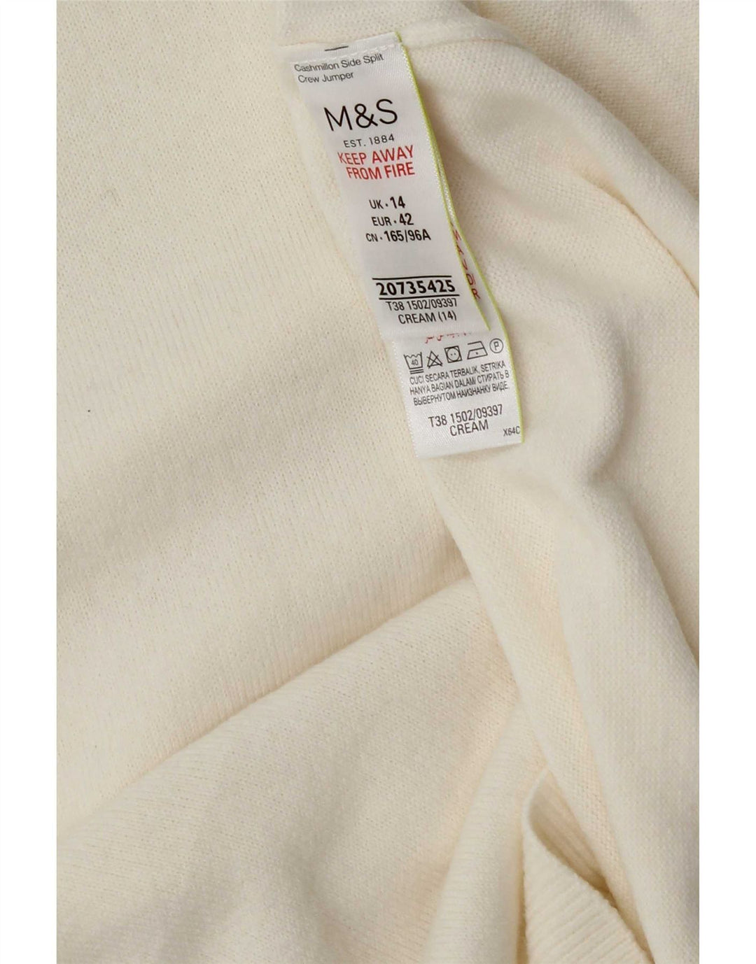 Marks & Spencer Suéter tipo jersey con cuello redondo para mujer UK 14 Medium Off White