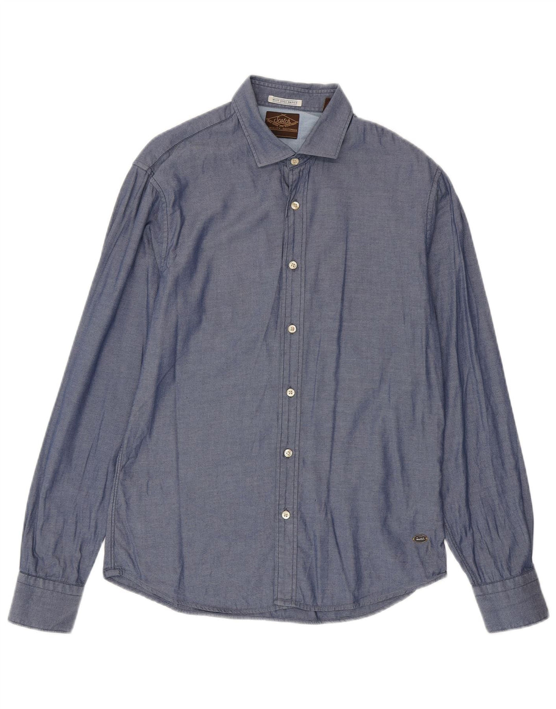 Camisa Scotch & Soda Hombre Azul Medio Algodón