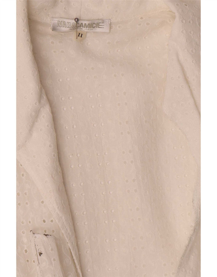 Naracamicie Blusa cruzada para mujer US 2 XS Algodón blanco