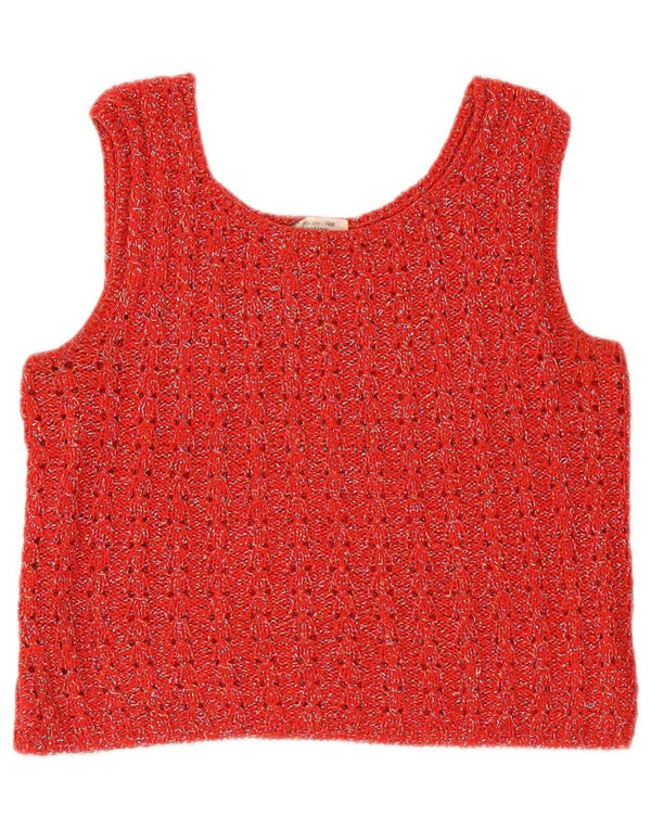 Valentino Blusa de punto corta para mujer UK 42 Rojo medio