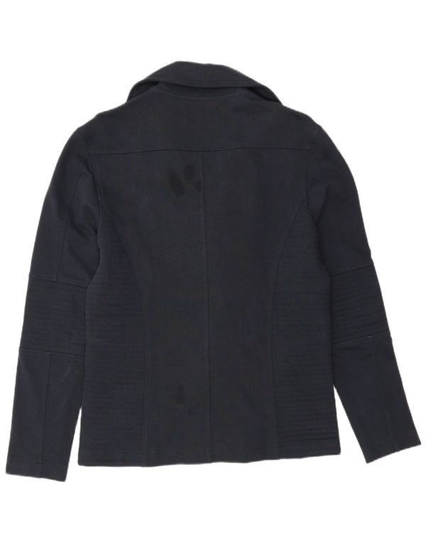 Zara Mens Biker Jacket UK 38 Medium Azul Marino Algodón