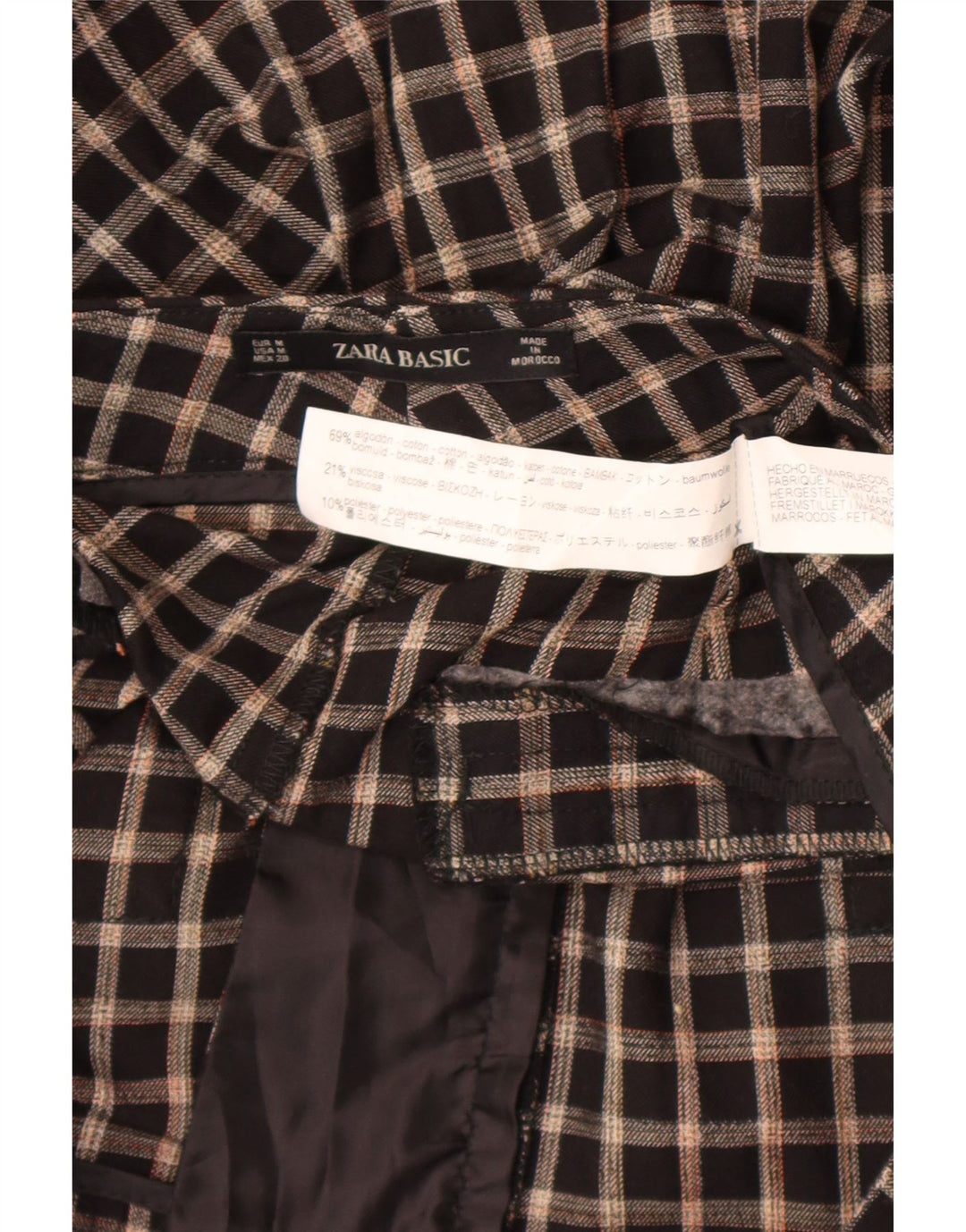 Zara Mujer Pantalones Cortos Medianos W28 L23 Algodón A Cuadros Negro