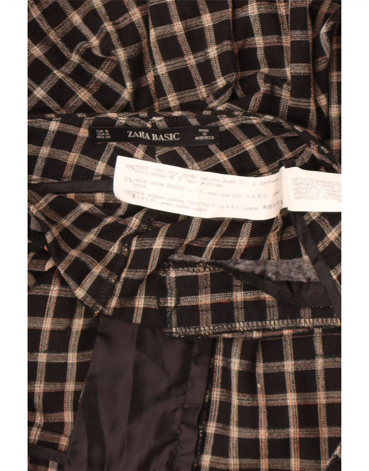 Zara Mujer Pantalones Cortos Medianos W28 L23 Algodón A Cuadros Negro