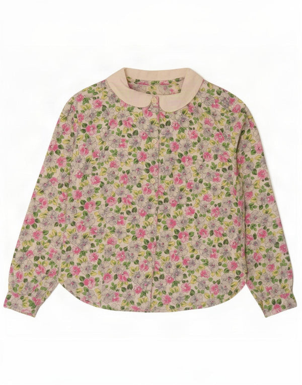 Blusa camisera vintage para mujer UK 46 Grande Algodón floral multicolor