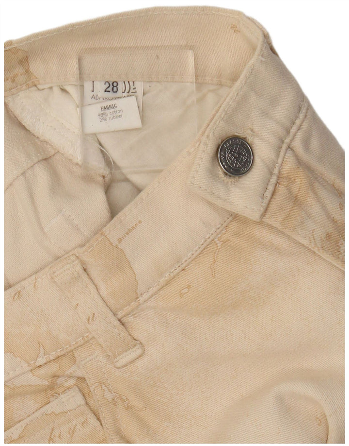 ALVIERO MARTINI Pantalones casuales con estampado abstracto para mujer W28 L30 Beige