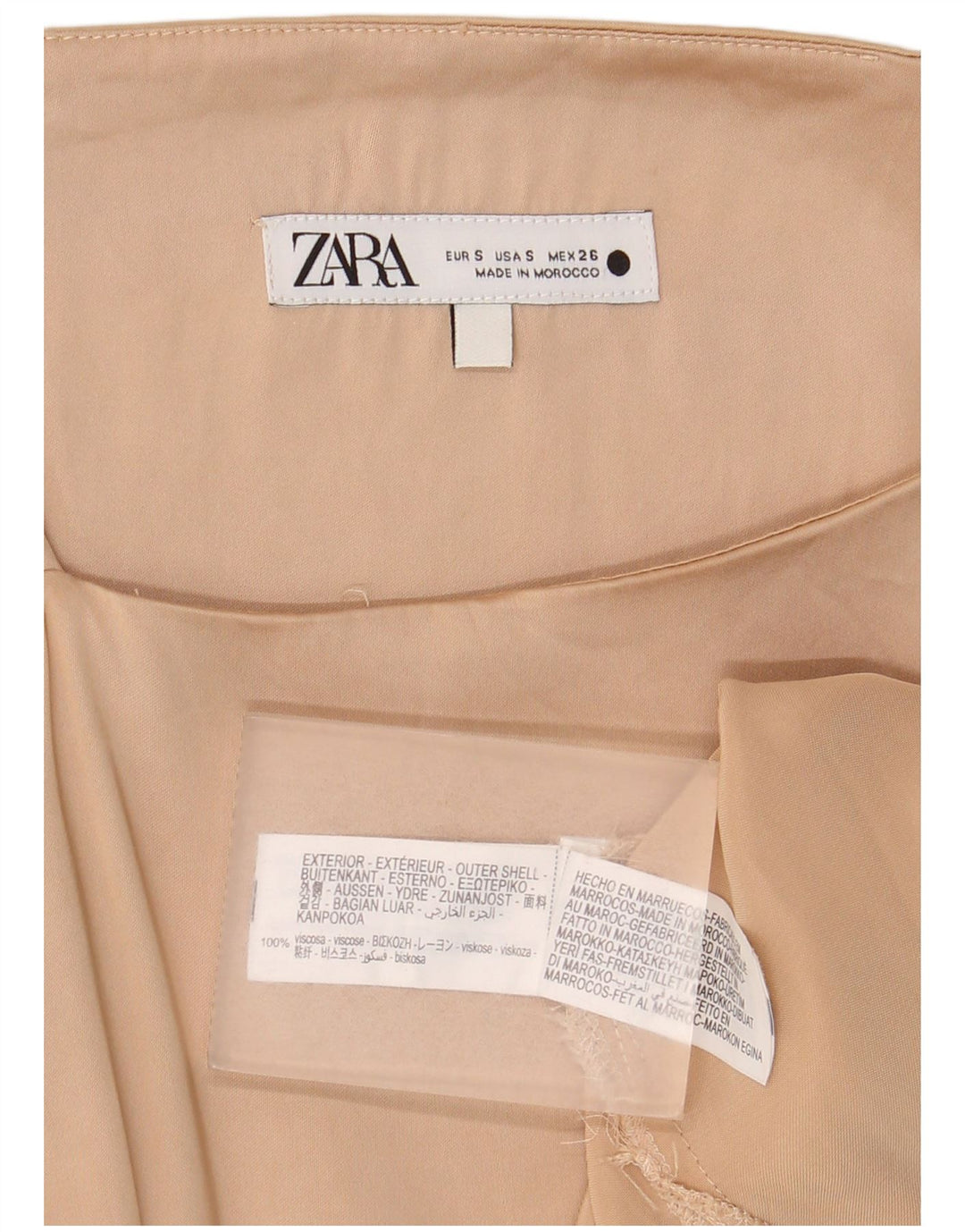 Zara Mujer Cami Top UK 10 Small Viscosa Beige
