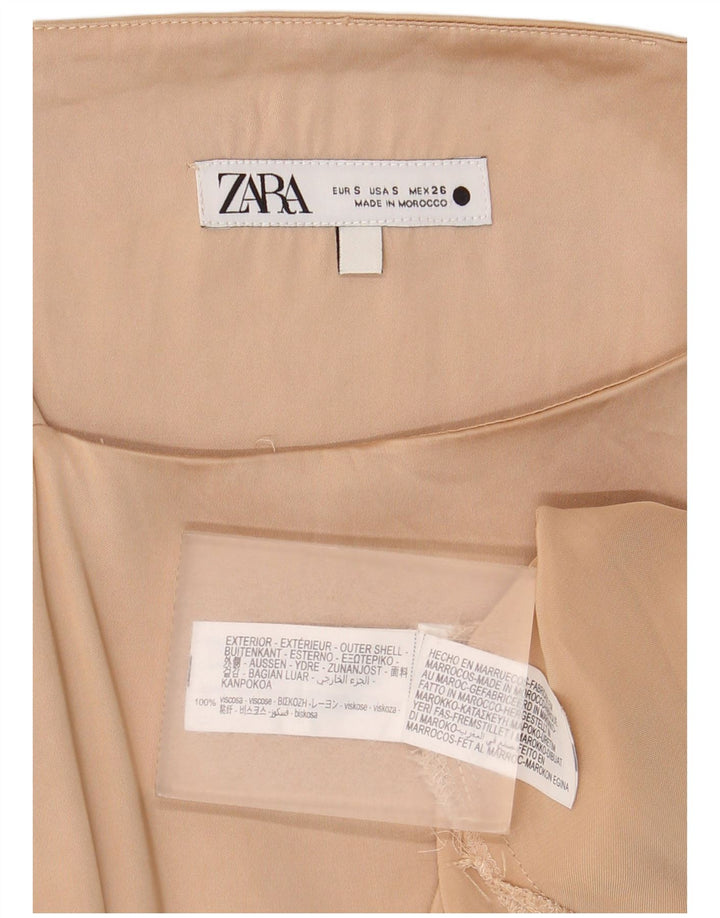 Zara Mujer Cami Top UK 10 Small Viscosa Beige