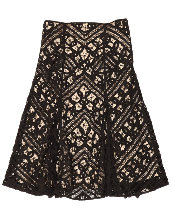 Coast Falda Acampanada para Mujer UK 10 Small W26 Algodón Geométrico Negro