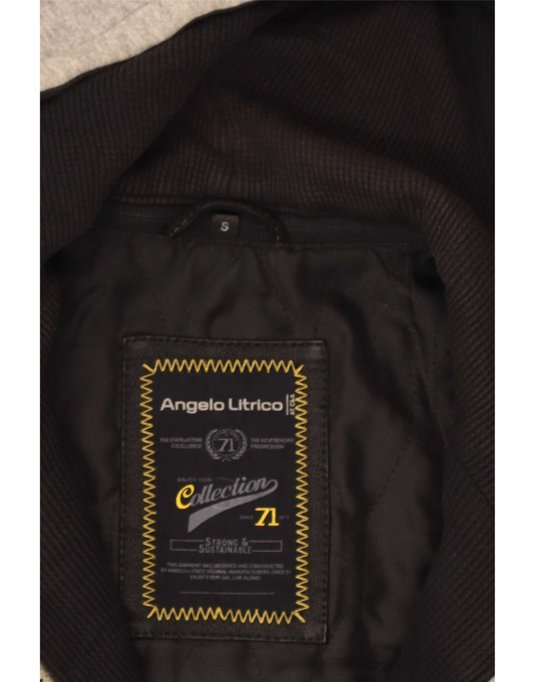 Angelo Litrico Chaqueta de cuero con capucha para hombre UK 36 Small Black Colourblock