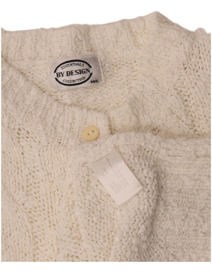 Vintage mujer botón cuello jersey suéter Reino Unido 14 acrílico blanco medio