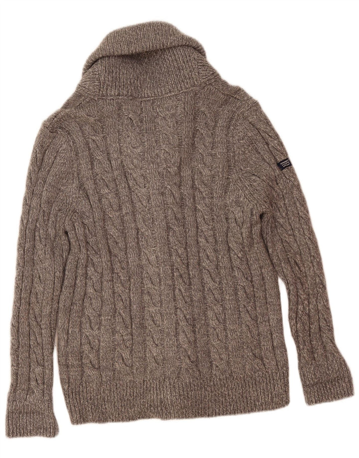 Superdry Hombre Cárdigan Suéter Acrílico Moteado Gris Medio