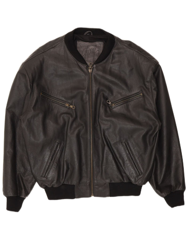 Gipsy Chaqueta de cuero para hombre UK 40 Large Cuero negro