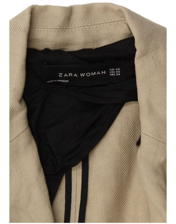 Zara Mujer Abrigo Cruzado UK 6 XS Lino Beige