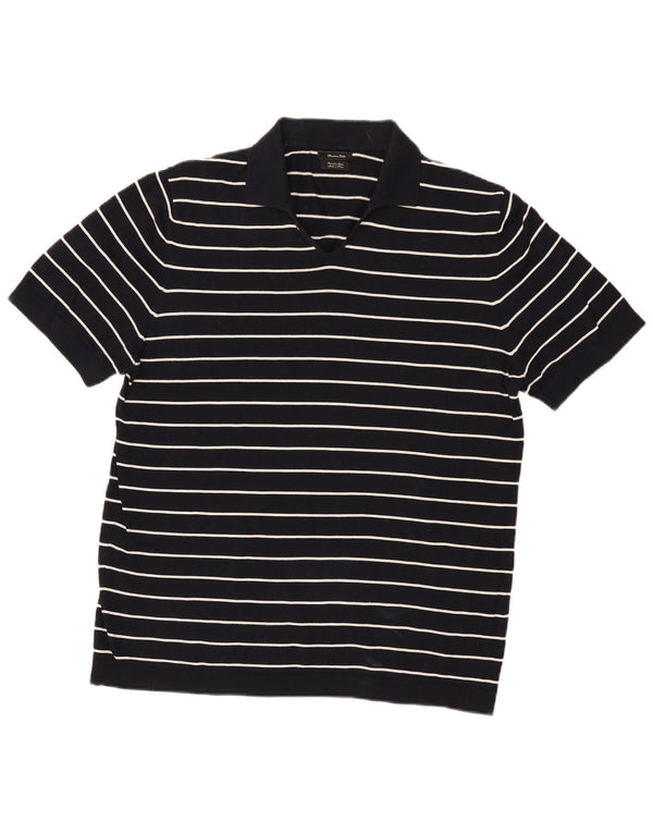 Polo Massimo Dutti Hombre XL Negro Rayas Algodón Náutico